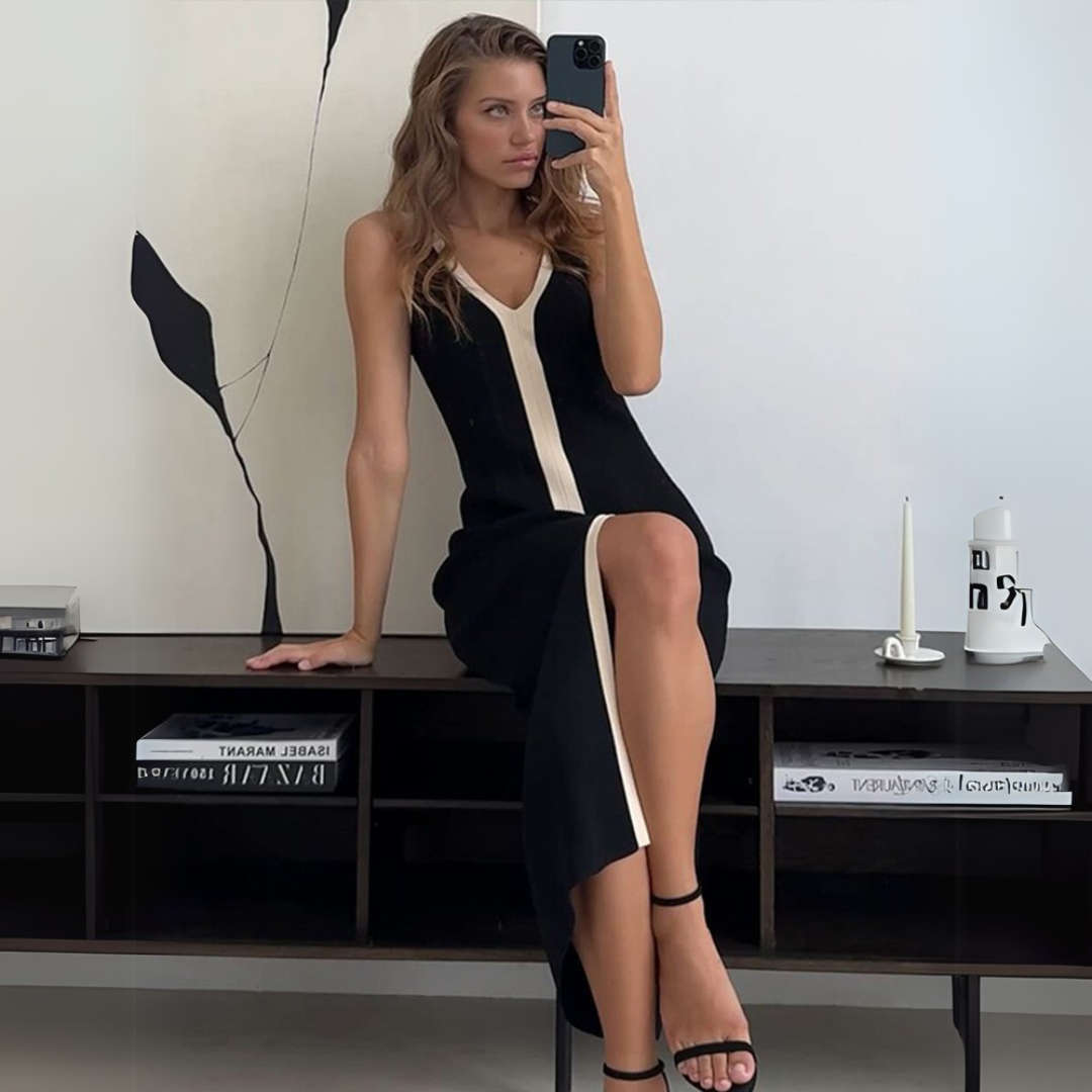 Klaudia - Długa sukienka z rozcięciem z przodu